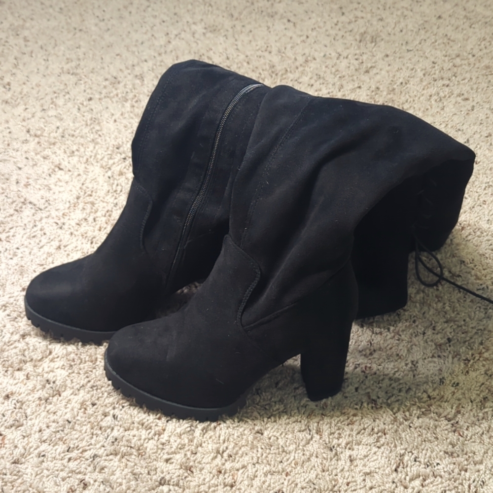 Faux Suede Lace-up Boot